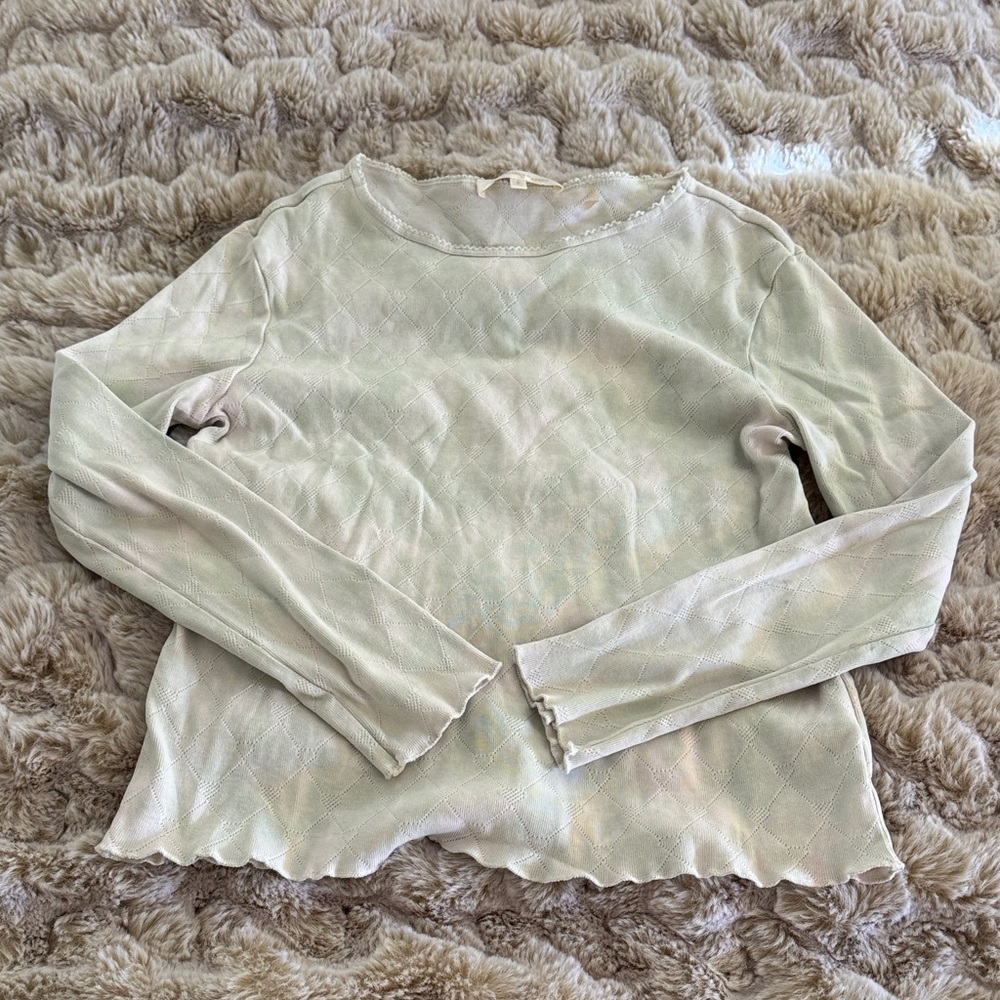 Tie Dye Green & Cream Long Sleeve Top